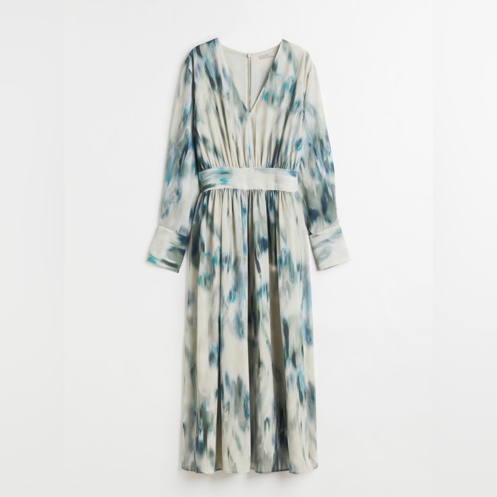 H&M - Plus Size (XXL) Calf Length Patterned Chiffon Dress
